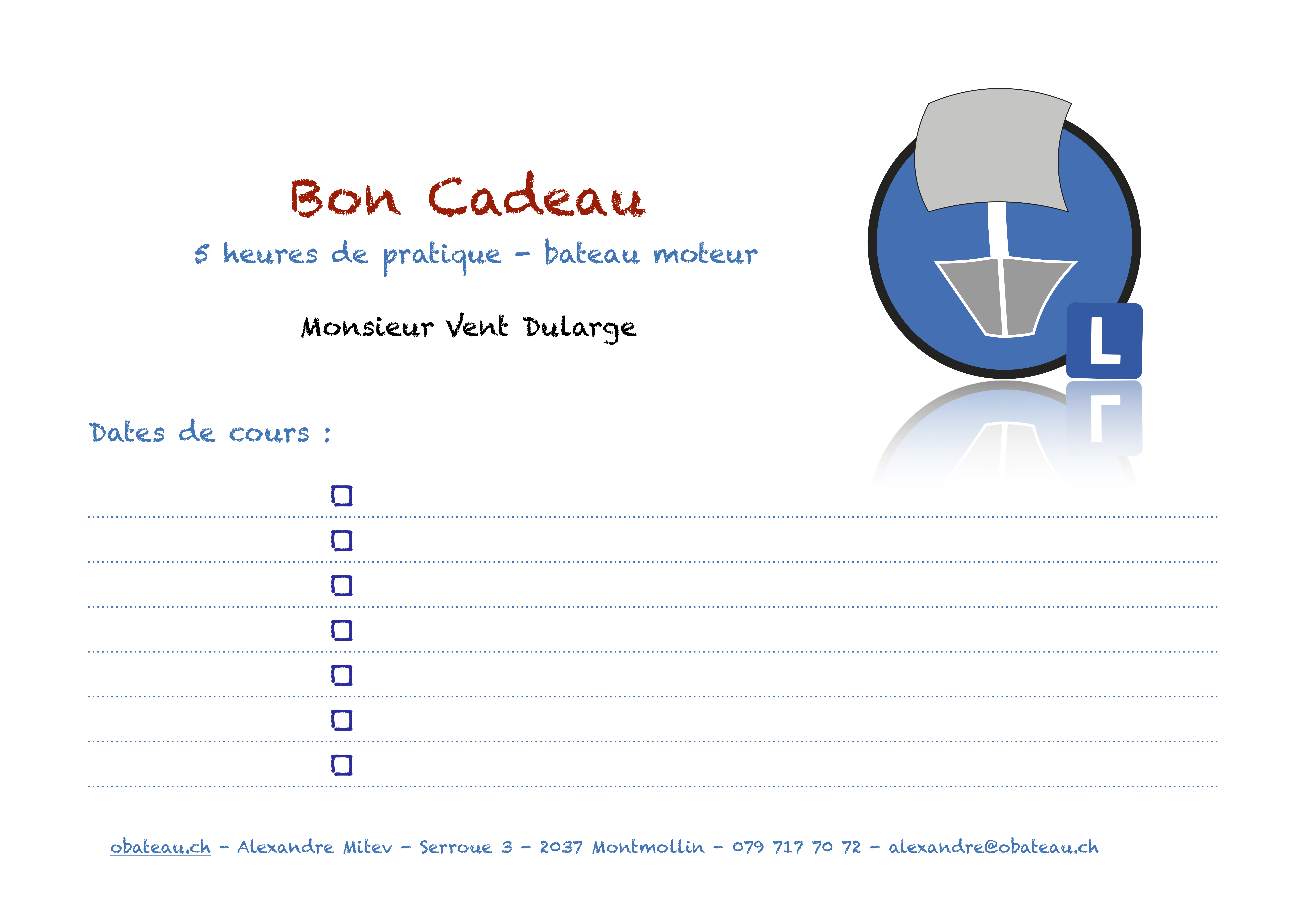 Bon cadeau obateau site web 2020
